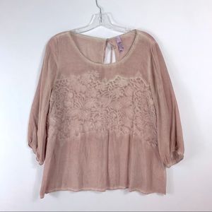 Rayon Emroidered Dusty Pink Dye Rayon Blouse